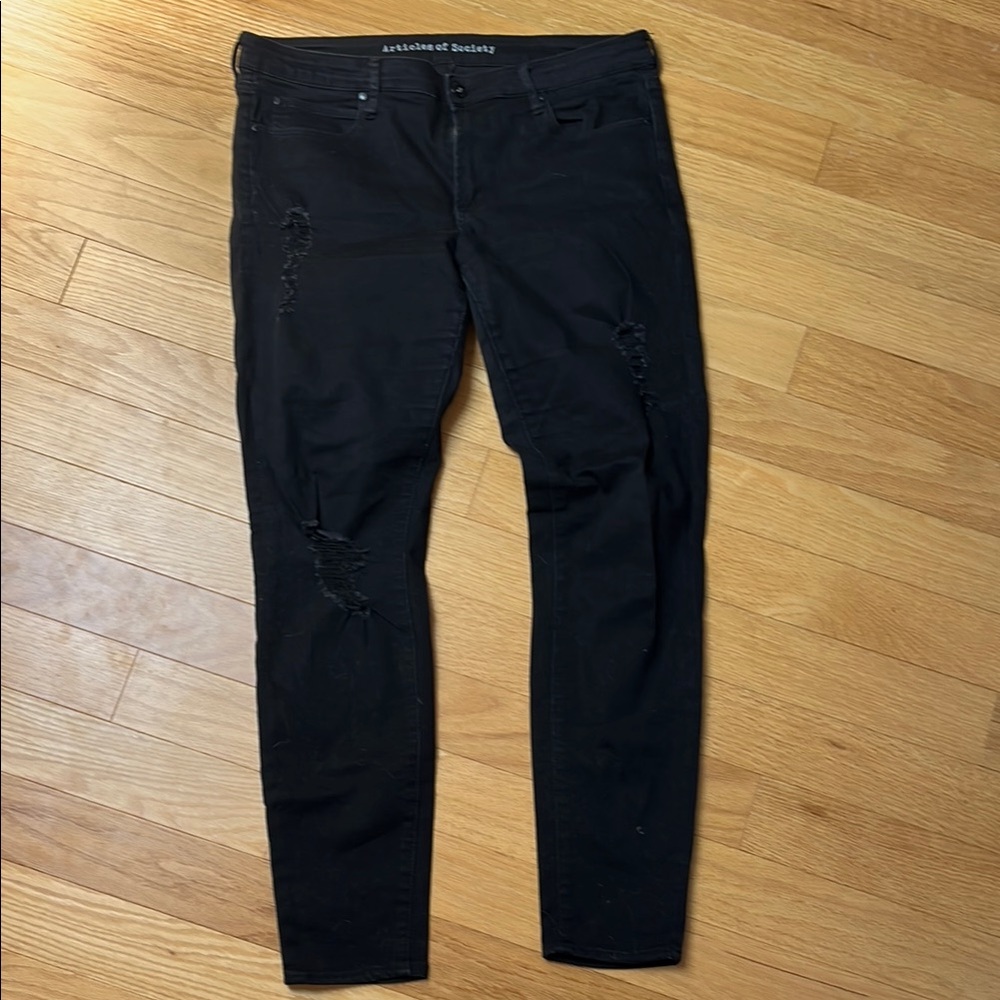 Articles Of Society Midnight Black Ripped  Skinny Jeans